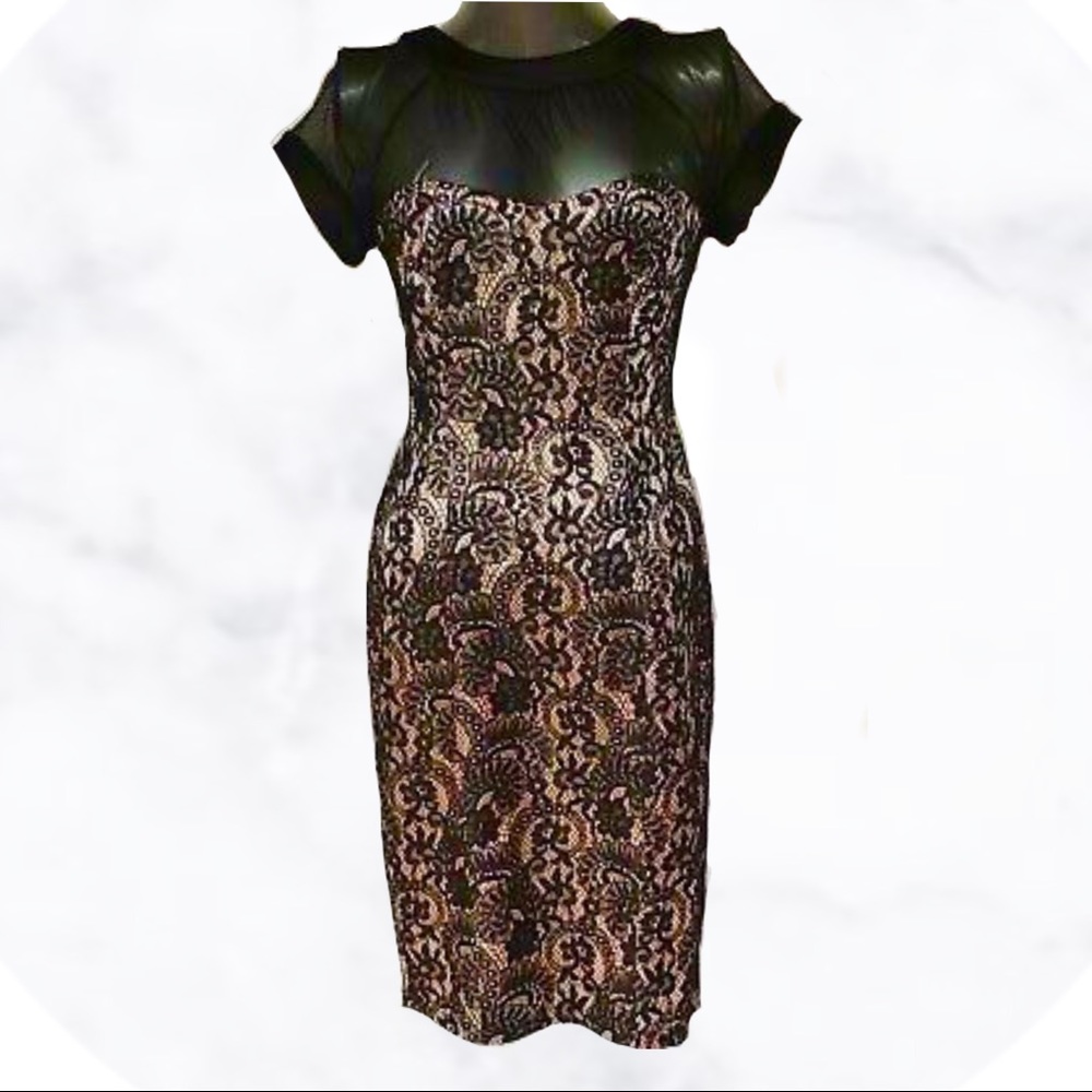 BLUSH PINK & BLACK FLORAL PRINT DRESS SZ 10